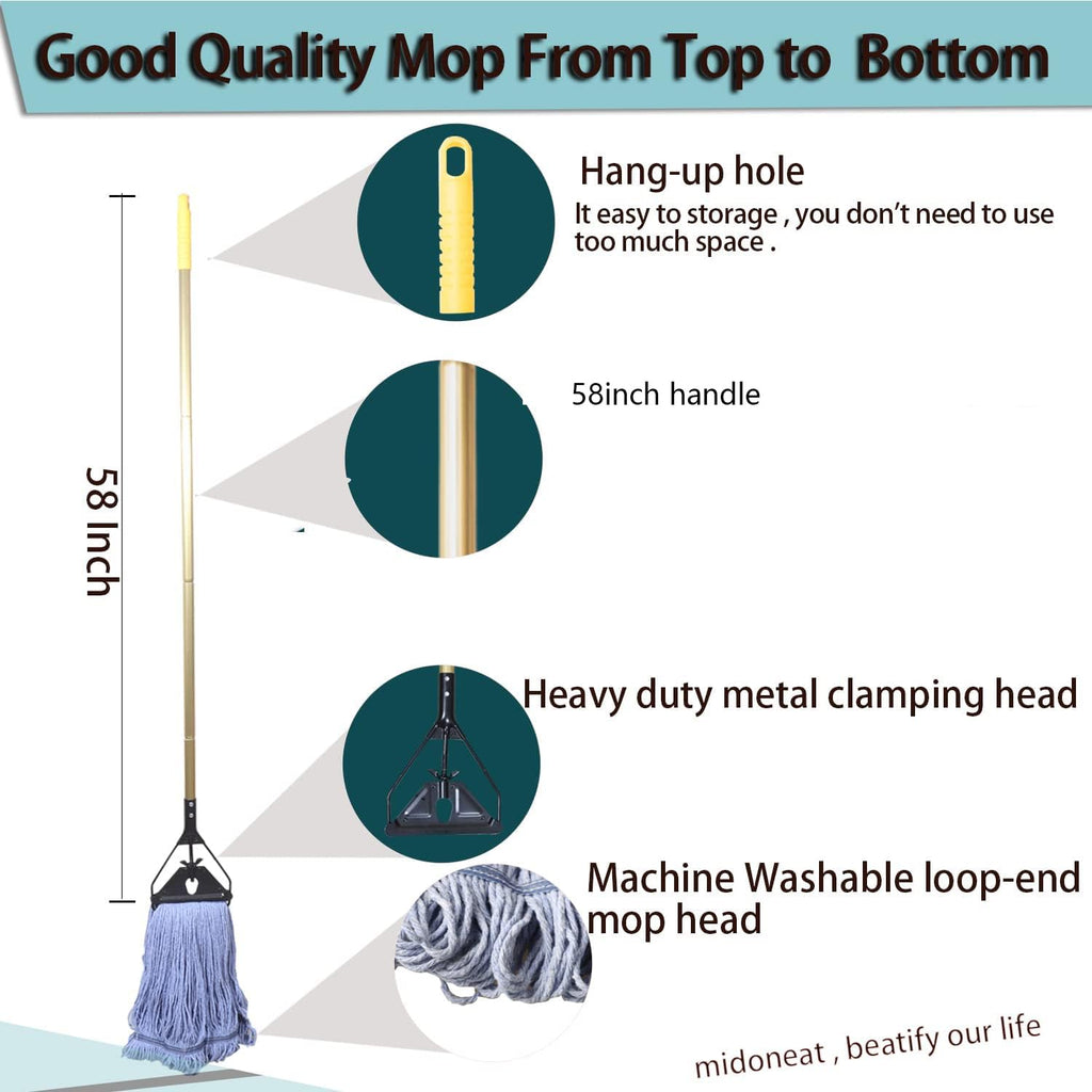 Midoneat Commercial Industrial Heavy Duty Mop with Long Handle,2packs