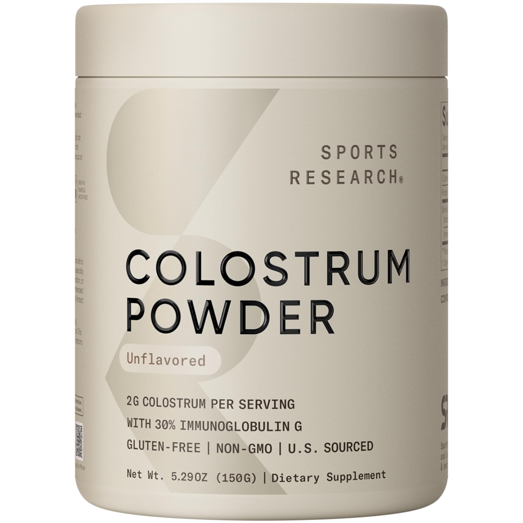 Sports Research® Bovine Colostrum Powder – Easy to Mix Superfood – Immunity Support & Gut Health w/ 30% IgG Antibodies - U.S. Sourced · Non-GMO · Gluten Free - 75 Servings (Unflavored)