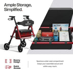 Walkers for Seniors with Seat Foldable Rollator Walker with 8" Wheels, Adjustable Handle Height, Comfortable Seat, 350 lb Capacity, Lightweight Rolling Walker with Storage Pouch - Red