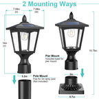 Solar Post Lights, 6000K Dusk to Dawn Solar Lamp Post Light with Pier Mount Base, Solar Post Lights Outdoor Waterproof for Garden Yard Landscape Pole Pillar, Outside Decorative Lamp(Cool White)