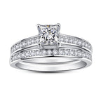 AVECON 1.35CT Princess Cut Engagement Ring Set for Women Cubic Zirconia, 6