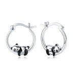 JUSTKIDSTOY Hypoallergenic Panda Hoop Earrings for Women Girls Sterling Silver Small Animal Huggie Hoop Earrings for Sensitive Ears Panda Jewelry Graduation Gifts for Daughter Her