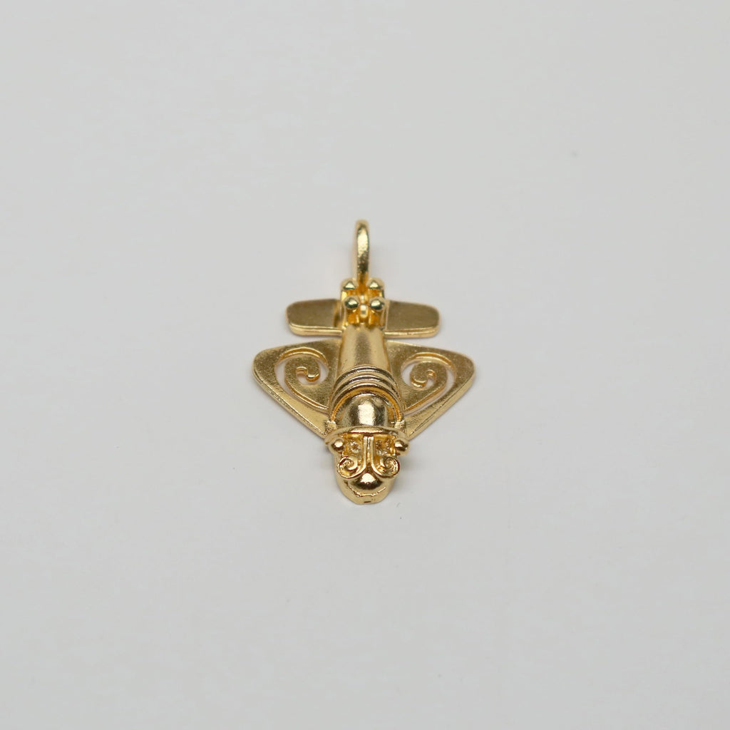 Real Metal Quimbaya Flyer Pin Real 24K GP Pre-Colombian Ancient Alien Artifact Lapel, Hat, Jacket or Backpack Pin