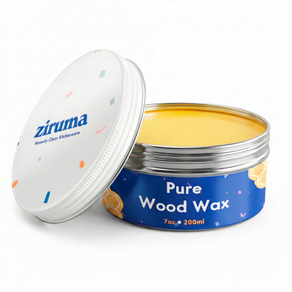 Non-Toxic Wood Wax - Natural Wood Conditioner for Butcher Blocks, Wooden Utensils & Bowls – No Mineral Oil, No Petroleum - Pure Beeswax, Lemon & Flaxseed Oil [7 oz] by Ziruma