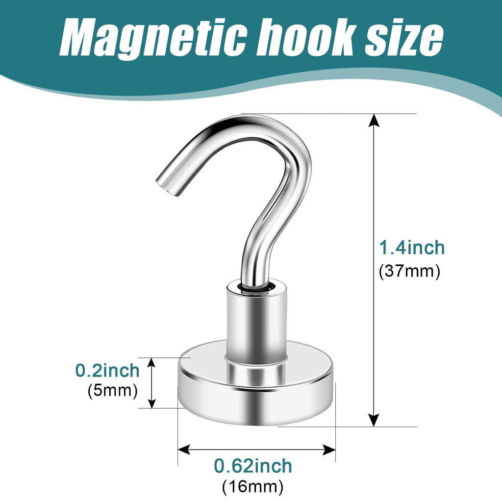 MAGXCENE 32 Pack Magnetic Hooks Heavy Duty, 25 lbs Strong Magnet Hooks for Cruise Refrigerator, Neodymium Magnets with Hooks for Grill Hanging Kitchen Tool Storage