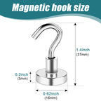 MAGXCENE 32 Pack Magnetic Hooks Heavy Duty, 25 lbs Strong Magnet Hooks for Cruise Refrigerator, Neodymium Magnets with Hooks for Grill Hanging Kitchen Tool Storage