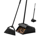 Eyliden Heavy-Duty Commercial Broom and Dustpan Set, Windproof Lid