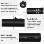 Camping Lighter, Torch Lighter, Windproof Jet Flame Butane Refillable Adjustable Flame with Safety Lock&Fule Guage for Campfires Kitchen Hiking Candles Fireplace BBQ Outdoor Camping Essentials(Black)