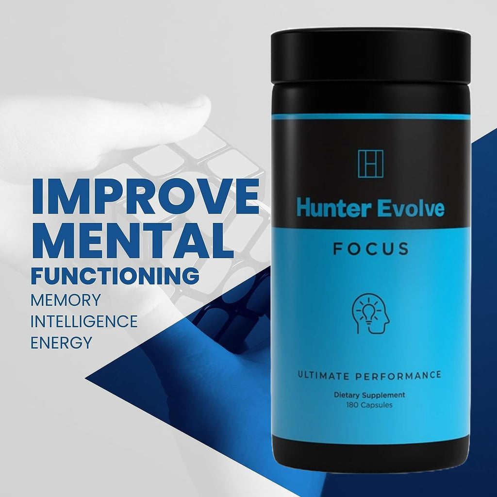 ROAR AMBITION Genuine Hunter Focus Premium Nootropic Brain Supplement for Memory and Focus - US Made with All Natural Ingredients Incl L-Theanine, Bacopa Monnieri & Lion's Mane
