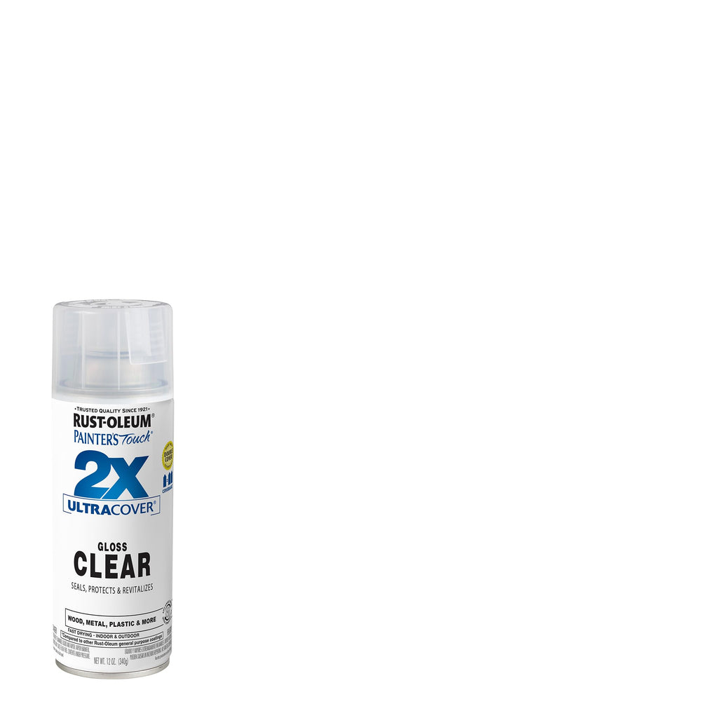 Rust-Oleum 334029-6PK Painter's Touch 2X Ultra Cover Spray Paint, 12 oz, Gloss Clear, 6 Pack