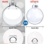 3.15 inch Clear Plastic Ornament Balls, Christmas Balls, DIY Fillable Ornaments, Clear Ornaments for Crafts Fillable - 12 PCS