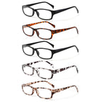 Kerecsen Reading Glasses 5 Pairs Fashion Ladies Readers Spring Hinge with Pattern Print Eyeglasses for Women (Mix Color -4, 1.50)