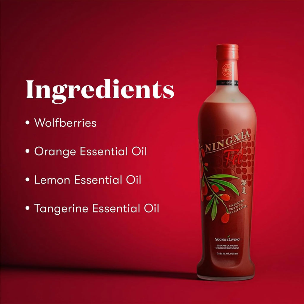 Young Living NingXia Red Antioxidant Drink | 25.35 fl oz | Superfruit with Wolfberry, Blueberry, Pomegranate, Orange, Lemon & Yuzu Essential Oils | 4 Pack