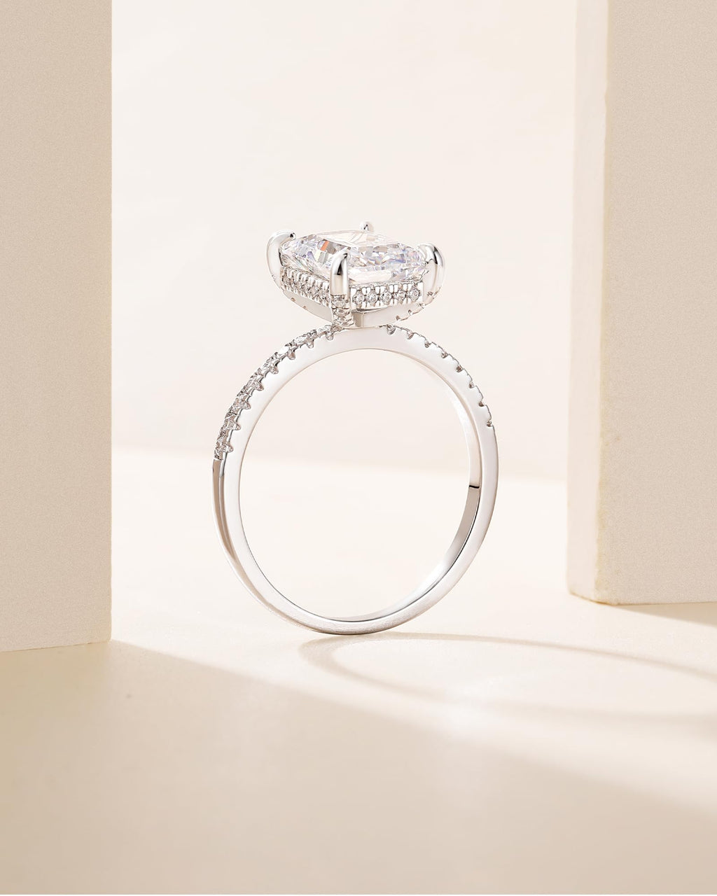 TIGRADE 3CT Engagement Ring for Women Emerald Cut Cubic Zirconia Wedding Band CZ Promise Wedding Ring Size 4-11, Silver, Size 7