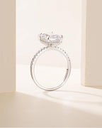 TIGRADE 3CT Engagement Ring for Women Emerald Cut Cubic Zirconia Wedding Band CZ Promise Wedding Ring Size 4-11, Silver, Size 7