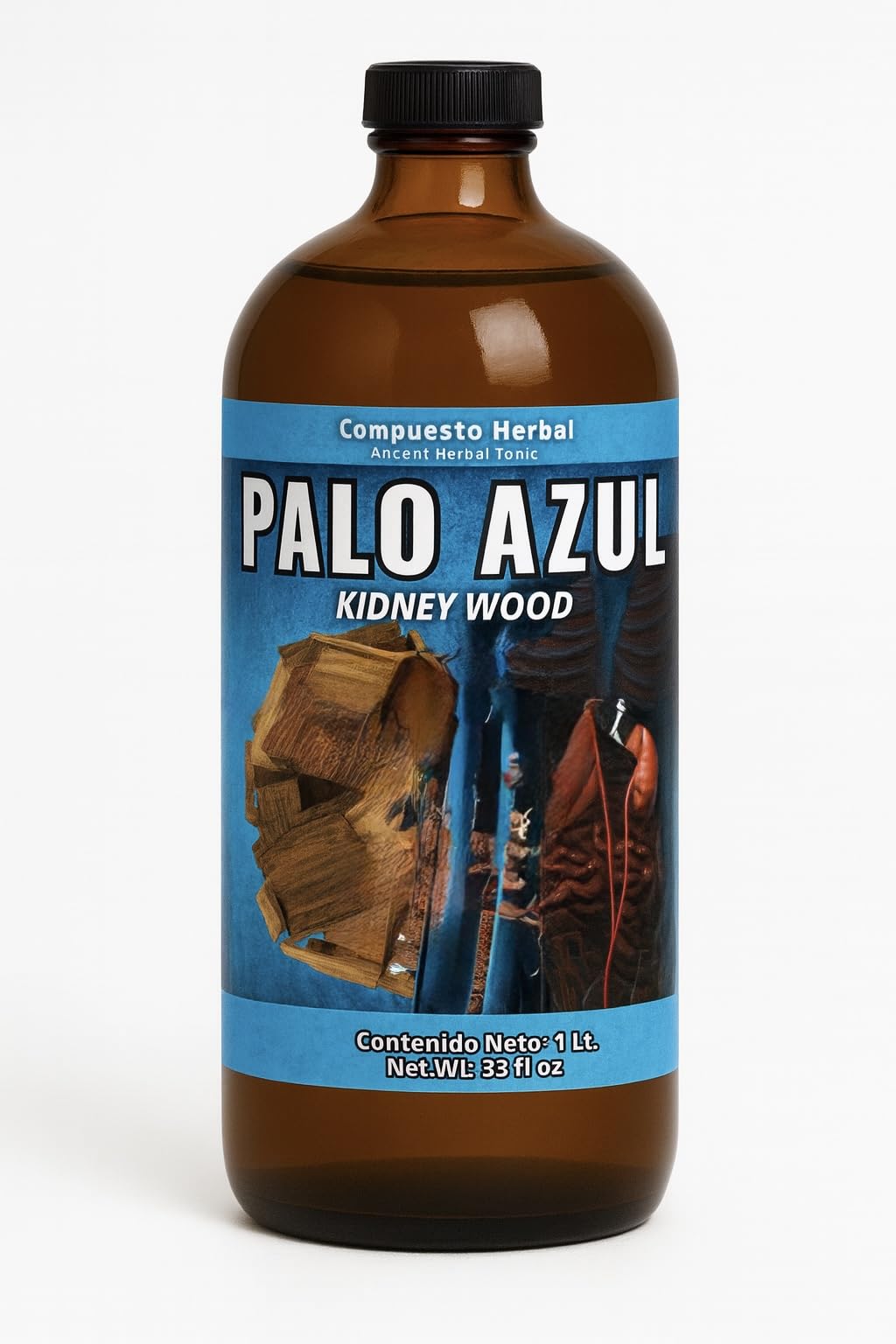 Palo Azul Herbal Tonic Supplement Kidneywood (Blue Stick) Reforzado 900ML Ancient Herbal Tonic