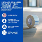 BlueTex Insulationㅤ3 Wide x 180' Long White Vapor Barrier Seam Tape - 4 Rolls Bulk Pack, Great for Crawlspaces, Waterproofing, Insulation Repairs, Underlayment Seams, Metal Building Insulation Seams