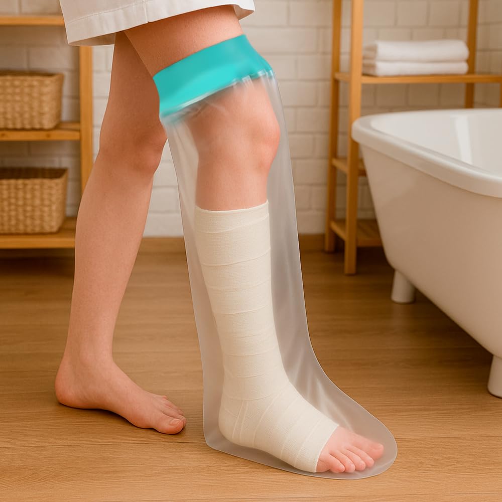 CIVJET Cast Covers for Shower Leg, Waterproof Cast Cover for Showering/Swimming, Cast Protector for Shower Leg Adult, Water Proof Shower Boots for Foot after Surgery, Knee, Ankle, Boot (Diameter-7.9")