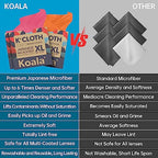 Koala Lens Cleaning Cloth | Japanese Microfiber | Glasses Cleaning Cloths | Eyeglass Lens Cleaner | Cloth Cleaners for Camera Glass Lenses and Screen Cleaning | Pink & Orange (Pack of 3)