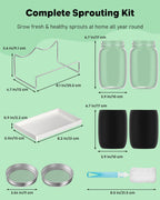 Pawfly Sprouting Kit, Wide Mouth 1 Quart (1000 mL) Mason Jars