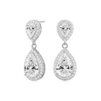 EAMTI Silver Dangle Earrings for Women Cubic Zirconia Teardrop Bridal Wedding Earrings 925 Sterling Silver Post Rhinestone Earring