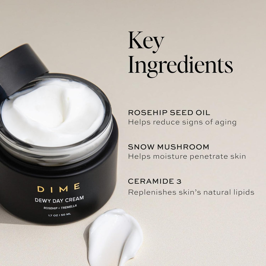DIME Beauty Moisture Skin Care Set - Dewy Day Cream and Restorative Night Cream Non Toxic Face Moisturizer for Dry or Sensitive Skin Barrier Repair Day and Night Hydrating Facial Creams