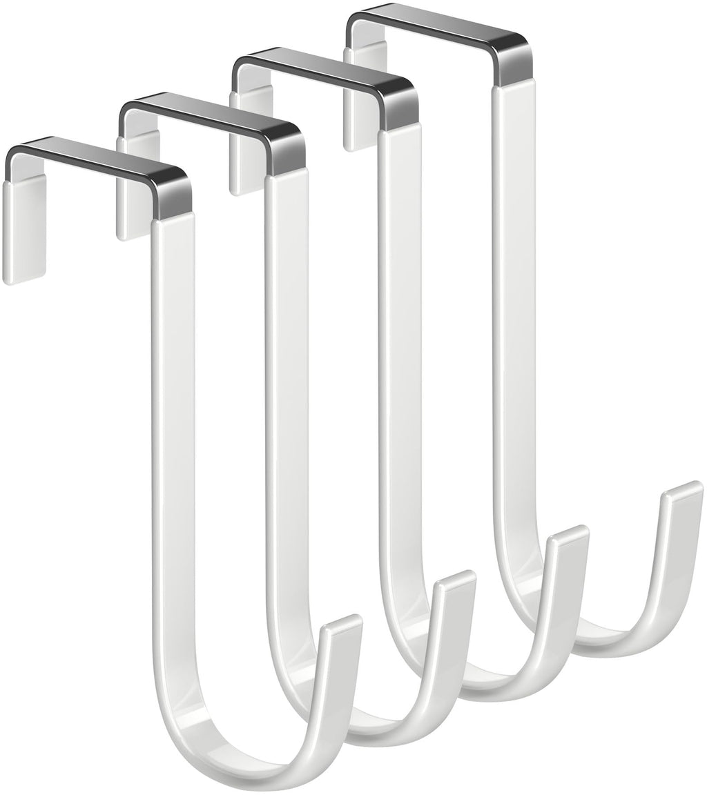 Mars-Rock Single Over Door Steel Hooks 4 Pack Fit 1-3/8" Door 5.5" White