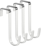 Mars-Rock Single Over Door Steel Hooks 4 Pack Fit 1-3/8" Door 5.5" White