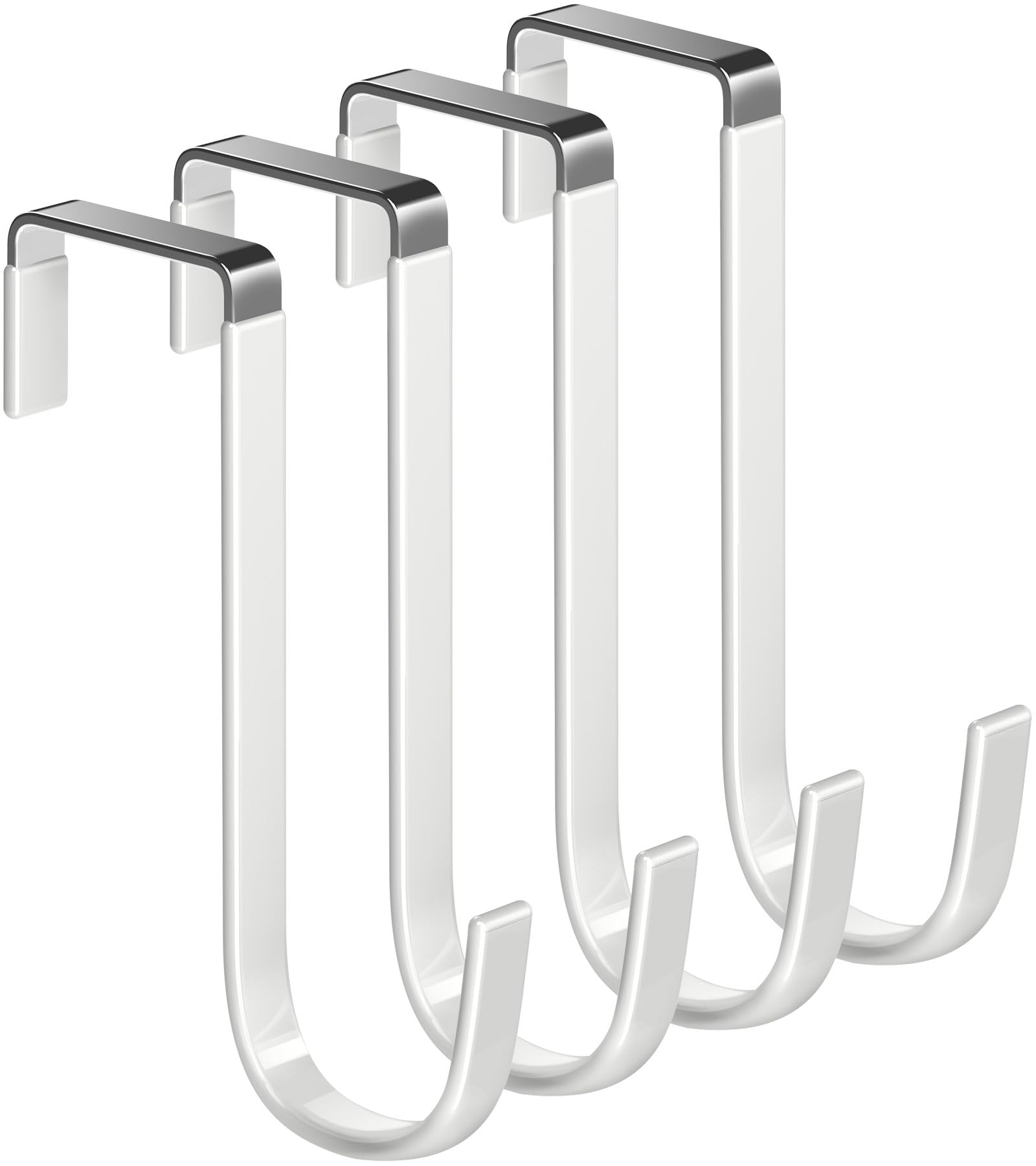 Mars-Rock Single Over Door Steel Hooks 4 Pack Fit 1-3/8" Door 5.5" White