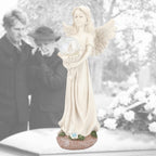 Garden Angels Outdoor Statue, Solar Angel with Crackled Glass Globe