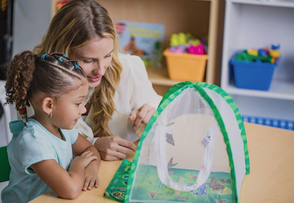 Insect Lore Butterfly Farm - Live Cup of 5 Caterpillars, Reusable Habitat, STEM Butterfly Activity Journal & Supplies - Grow, Observe and Release Painted Lady Butterflies