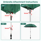 2-in-1 Garden Kneeler with Umbrella, Garden Kneeling Bench & Green Umbrella, Portable Garden Stool Loads Capacity 330lb and Garden Tools Bag with bottle holder, Gardening Gifts for Women,Men,Seniors