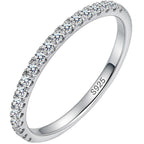WES 1.5mm Moissanite Wedding Band - 925 Sterling Silver Half Eternity Round Stackable Moissanite Engagement Rings Anniversary Wedding Rings for Women, Size 6.5