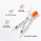100 Pack 0.3ml/cc 31G 5/16Inch Syringes, Lab Syringes, Individual Package