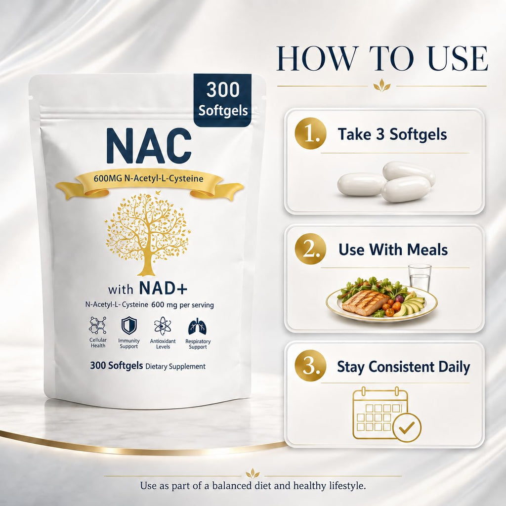 Prspy The Standard Lab NAC 600mg Non-GMO, Gluten Free,Organic NAC Supplement N-Acetyl Cysteine Capsules with NAD+ for Cellular & Lung Health, 300 Softgels