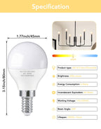 PARTPHONER E12 LED Bulbs 60W Equivalent, E12 Small Base Candelabra Ceiling Fan Bulbs 6W 620LM, A15 Globe Bulb 85+ CRI Non-dimmable 3000K Warm White, 6 Pack