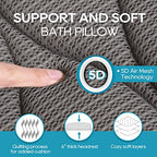 OMYSTYLE Full Body Bath Pillow, Bath Pillows for tub with Mesh Washing Bag & 21 Non-Slip Suction Cups, Spa Bathtub for Head Neck Shoulder and Back Support - 5D Air Mesh & Quick Drying | Gray