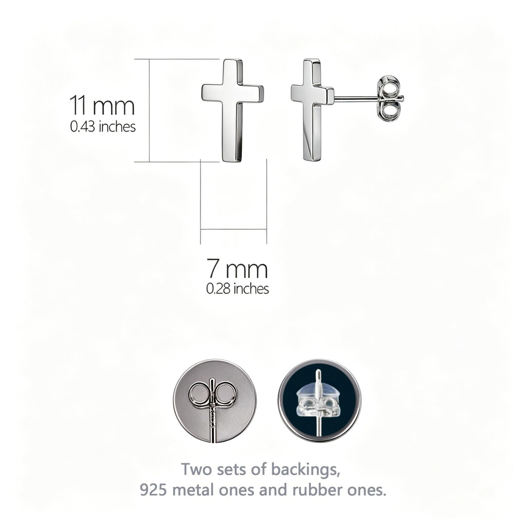 HANFLY 925 Sterling Silver Cross Stud Earrings Fashion Earrings