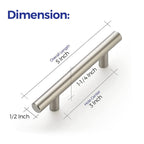 Ravinte 50 Pack 5" Cabinet Pulls Brushed Nickel Stainless Steel Kitchen Drawer Cupboard Pulls Cabinet Handles 5" Length with 3" Hole Center