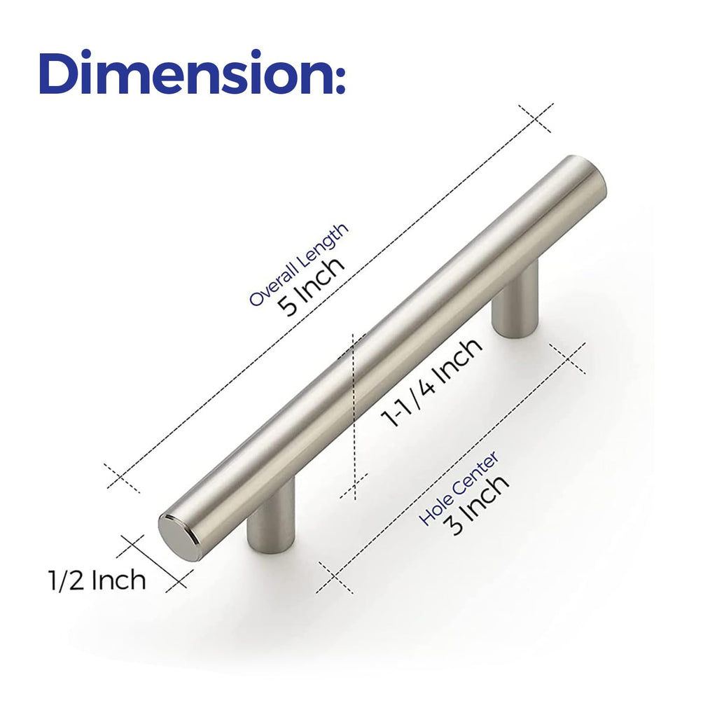 Ravinte 30 Pack 5'' Cabinet Pulls Brushed Nickel Stainless Steel Kitchen Drawer Pulls Cabinet Handles 3" Hole Center