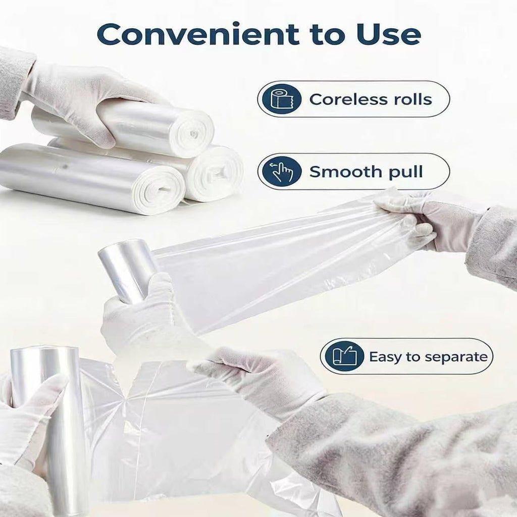 LUTREVA 33 Gallon Clear Trash Can Liners, 33'' x 40'', 500 Count High Density Garbage Bags for Home, Outdoor, Hotels, Recycling, Commercial, and Industrial Use
