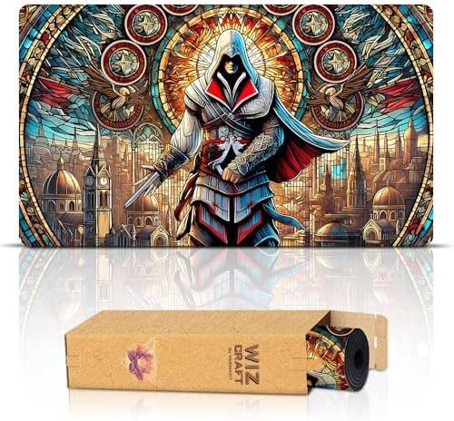 Stained Glass Assassin (Stitched) - MTG Playmat - Compatible with Magic The Gathering Playmat - Play MTG, YuGiOh, TCG - Original Play Mat Art Designs & Accessories