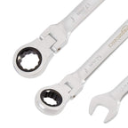 Amazon Basics 72-Tooth Ratcheting Combination Wrench Set, Chrome Vanadium Steel Flex Head, 5-Piece Metric, 180° Flexible