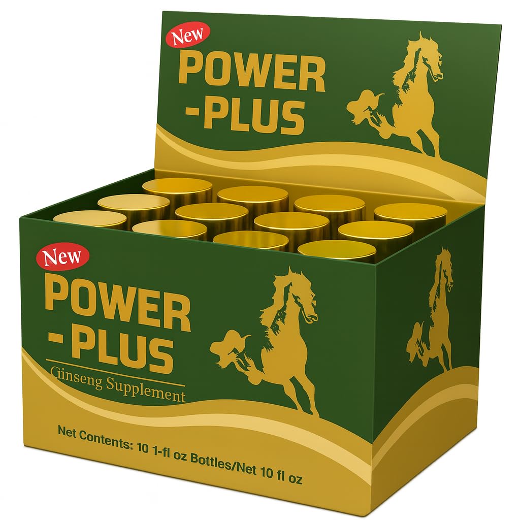 Skydia Power Plus - 10 Bottles Power-Plus Botanical Blend Liquid Supplement (1 FL OZ) Korean Ginseng Extract Ginseng Supplement Natural Men Tonic Ginseng Root Korean Red Ginseng Drops