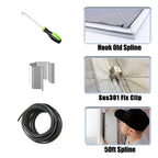 King&Charles Window Screen Door Repair/Replacement Kit, Include Black Screen Mesh 48"x118"+ 2 Roller+50Ft Spline+8Clips+Hook, 6 in 1 Window Mesh Kit, Steel/Nylon Bearing Roller