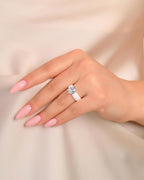 Rinfit Silicone Ring with Stone, Oval Cut CZ - Wht/Sil, Size 6
