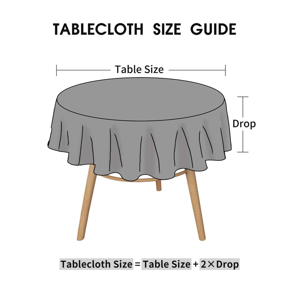 Hiasan Black Round Tablecloth 70 Inch - Waterproof Stain Resistant Spillproof Fabric Washable Table Cloth for Dining Room Kitchen Party