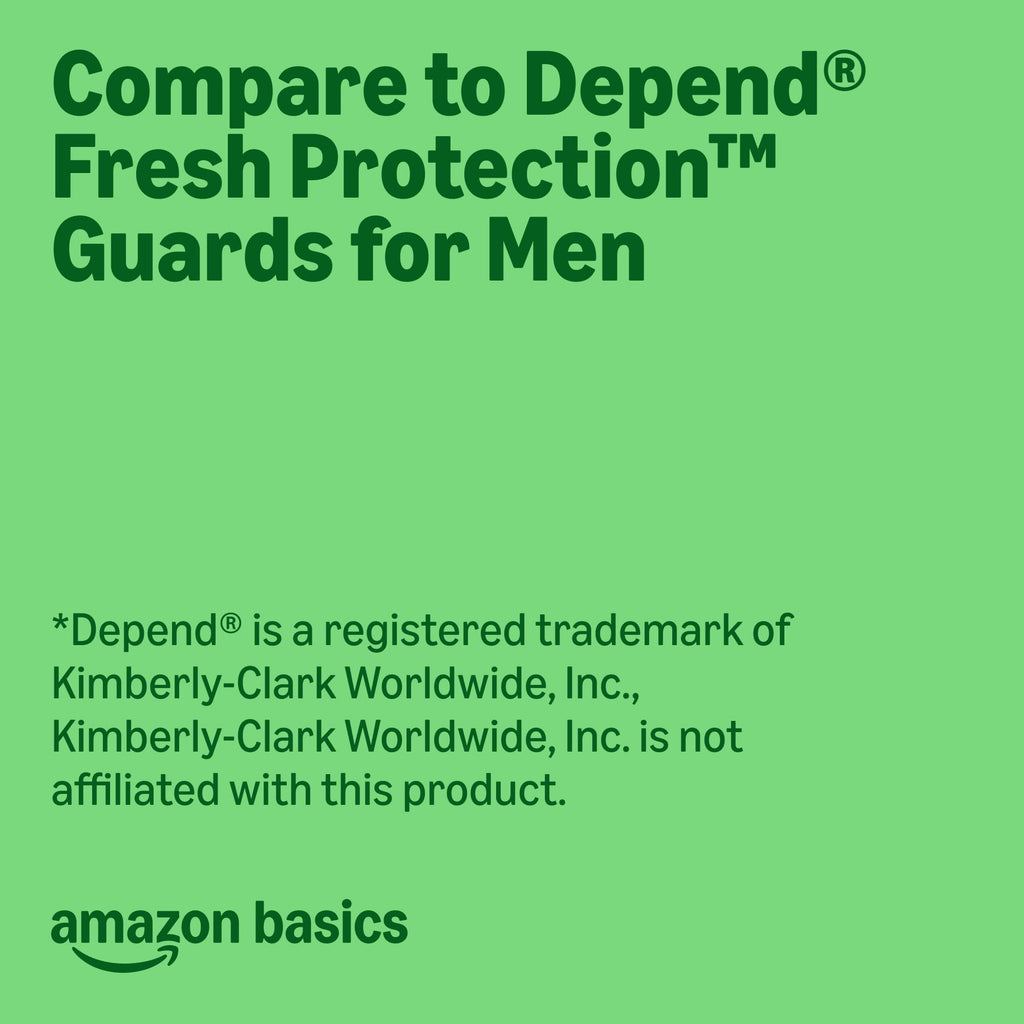 Amazon Basics Men's Incontinence Guards, Maximum Absorbency, 52 Count, (1 Pack of 52), Packaging May Vary