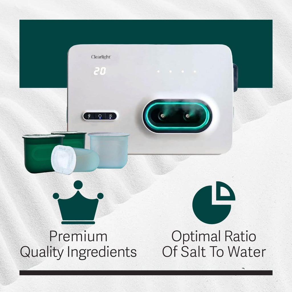 Clearlight Saline & Cleaning Capsules for Halo ONE Halotherapy Device - Natural Respiratory Support - Allergy, Acne, Eczema & Breathing Relief Pods