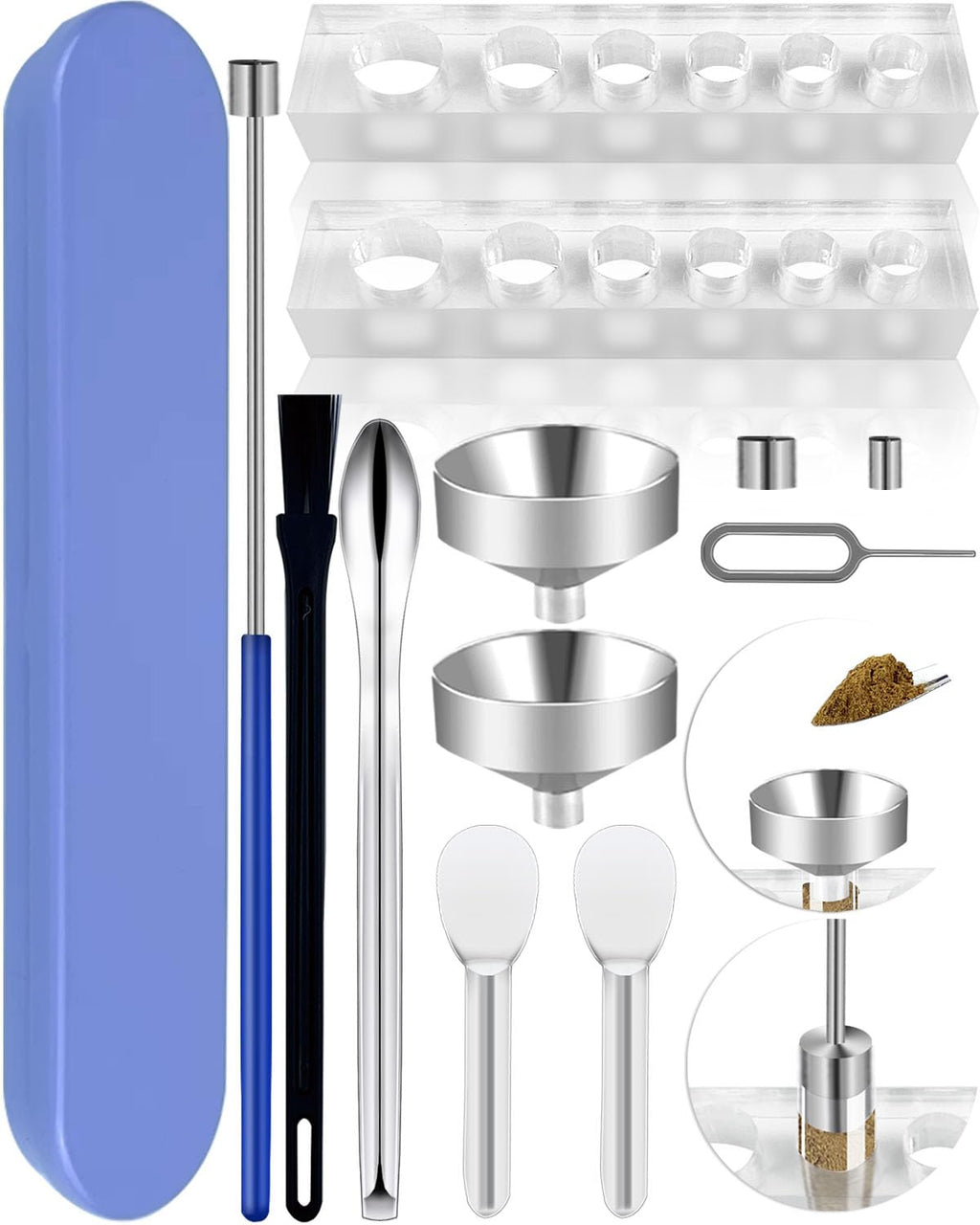 LELELUK Filling Tool Kit - Home & Lab Supplies with Micro Funnels & Lab Scoops - Complete Set with Instruction for Material Filling #000 00 0 1 2 3
